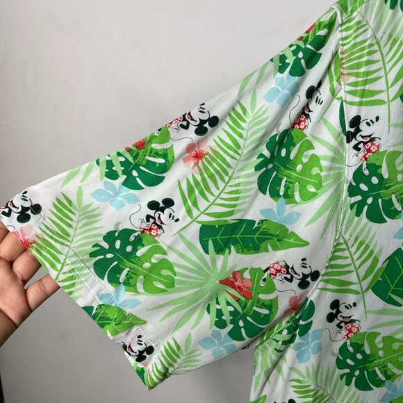 Disney Men's Green Mickey Mouse Hawaiian Button Down Floral Shirt Size Large - Picture 10 of 11